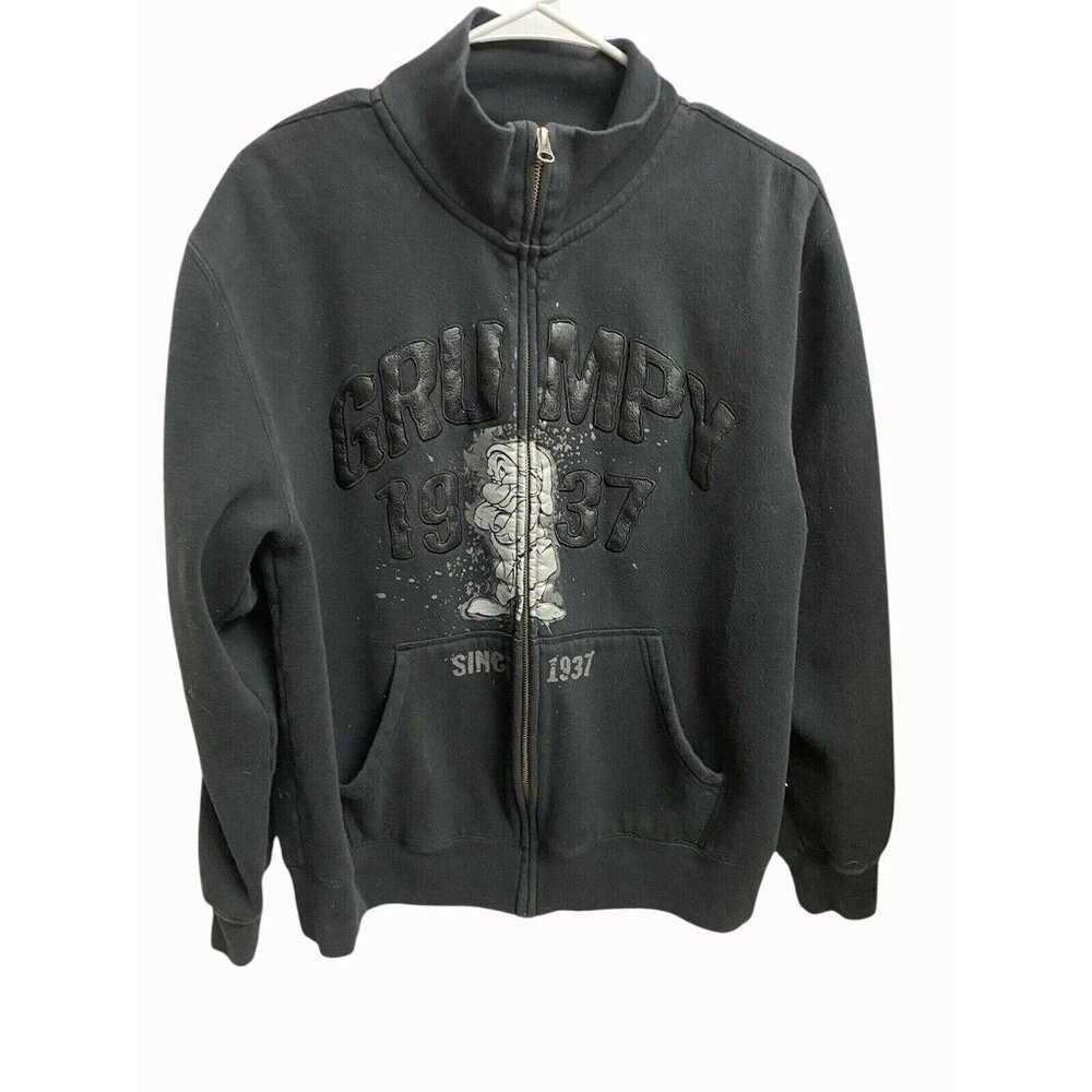 Disney Grumpy  Mens Zip-Up Hoodie M Black‎